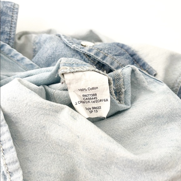 Madewell Two Toned Chambray Denim Colorblock Button Down Blouse Size XS - Picture 9 of 10